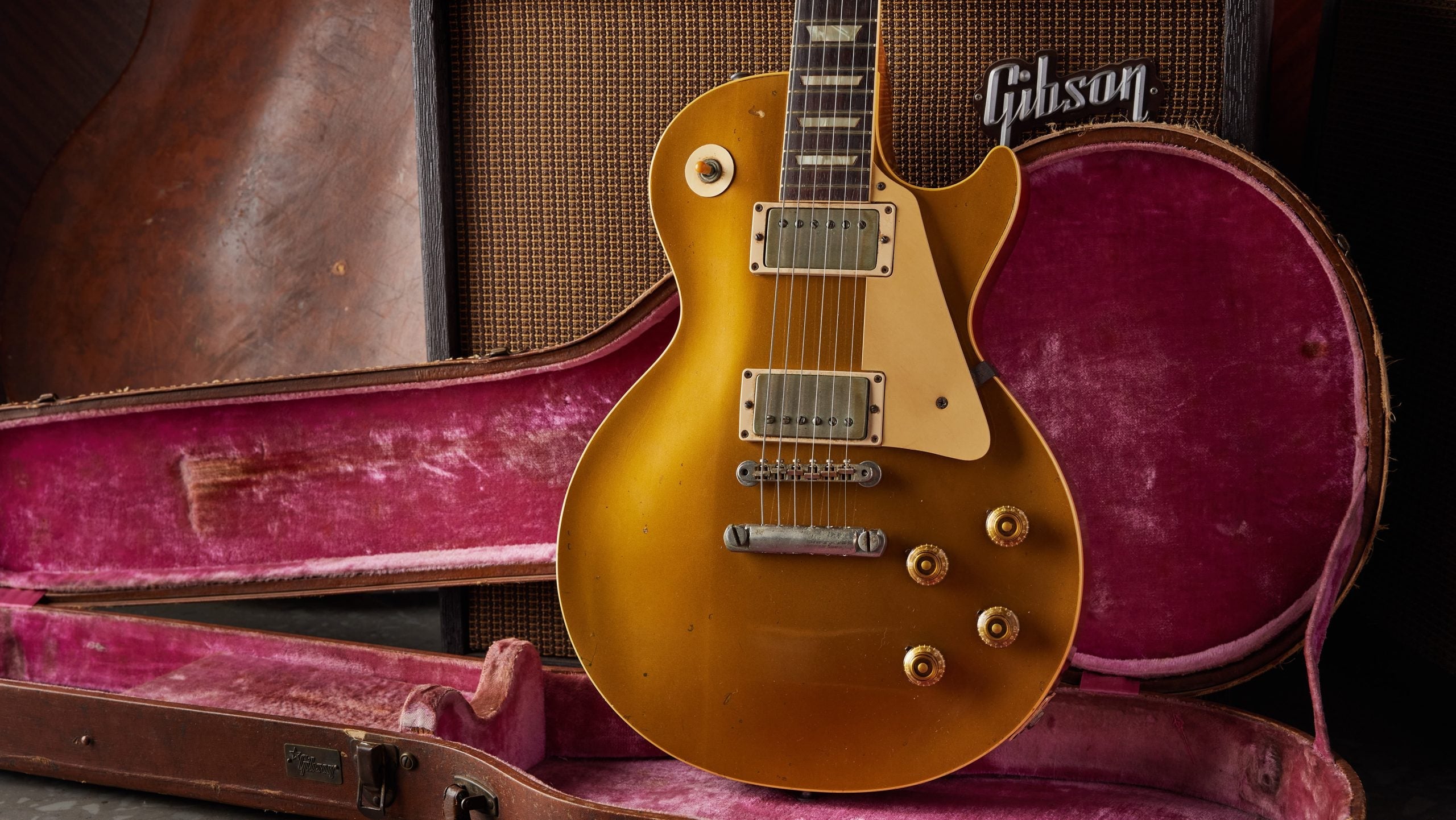 ギター Gibson Custom Shop 1957 Les Paul Goldtop Platinum Gibson Custom M2M 1957 Les Paul Goldtop Reissue Gloss