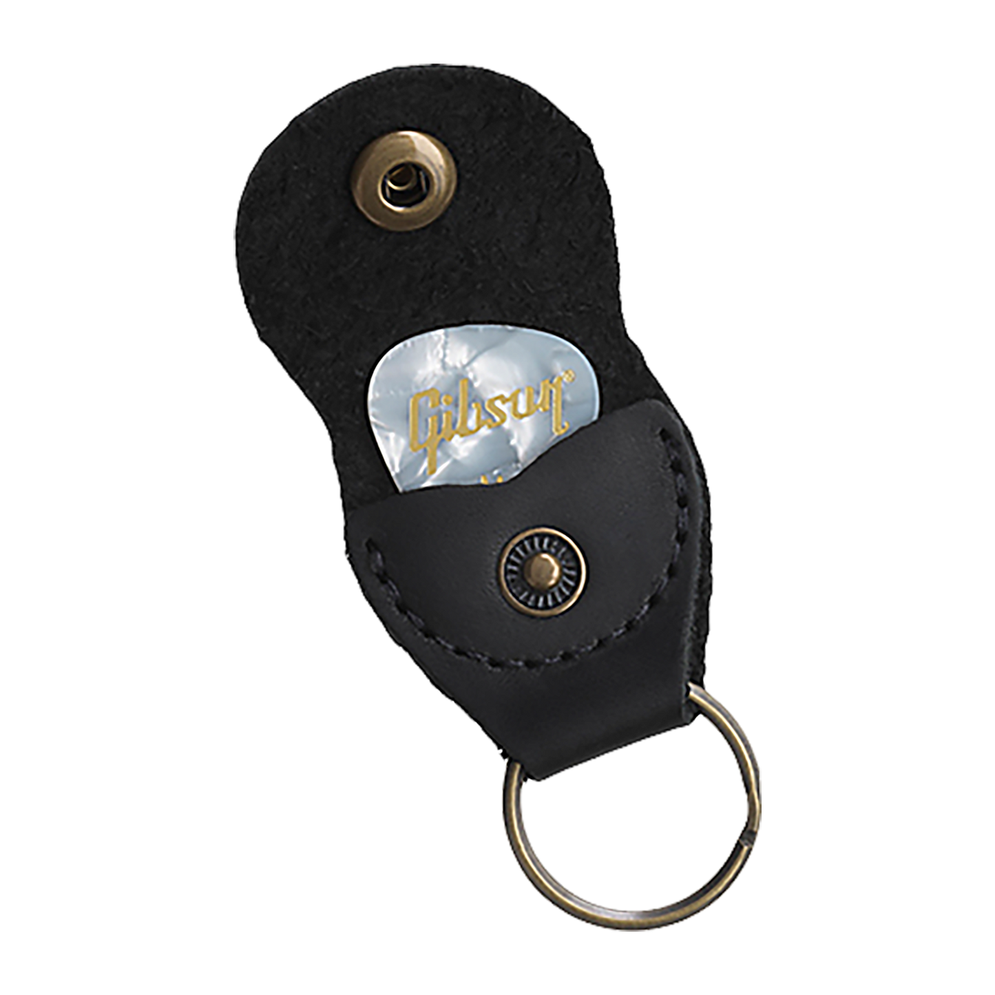 Gibson Premium Leather Pickholder Keychain, Black Keychain Gibson