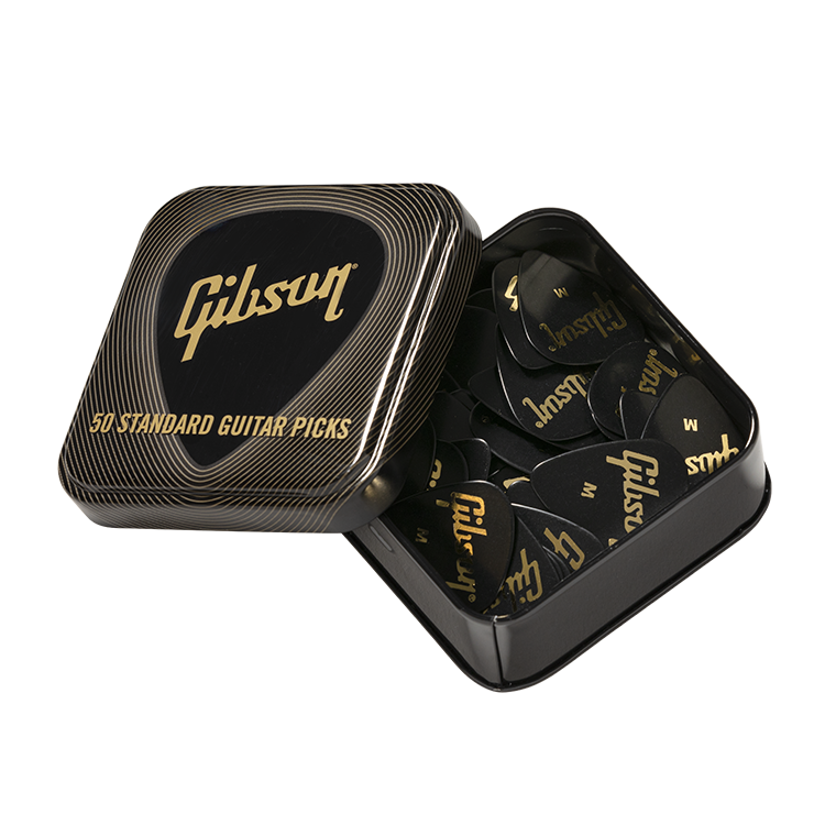 Gibson Standard Black Pick Tin, 50 pcs., Thin Picks Gibson