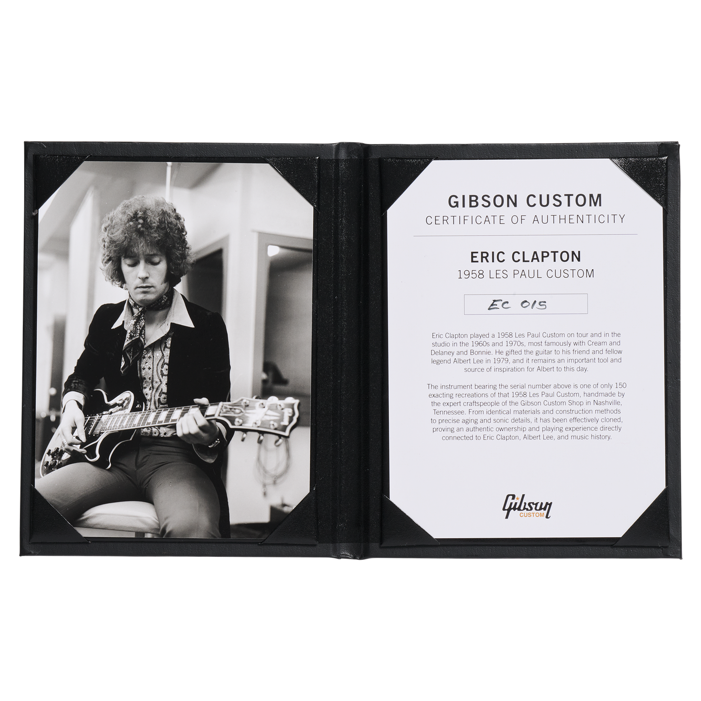 Gibson Custom Eric Clapton 1958 Les Paul Custom, Ebony Electric Guitar Gibson Custom