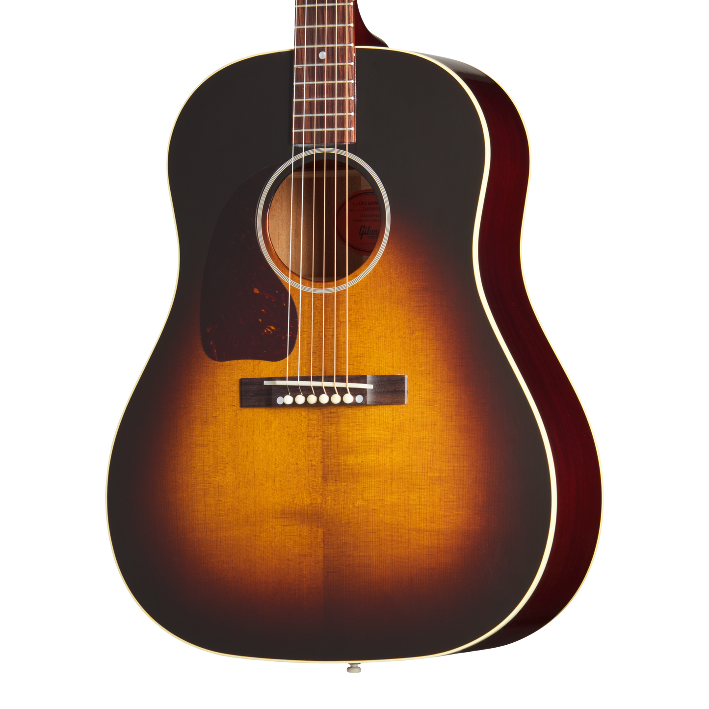 Gibson Custom 1942 Banner J-45 Reissue, Left-Handed, Vintage Sunburst Acoustic Guitar Gibson Custom