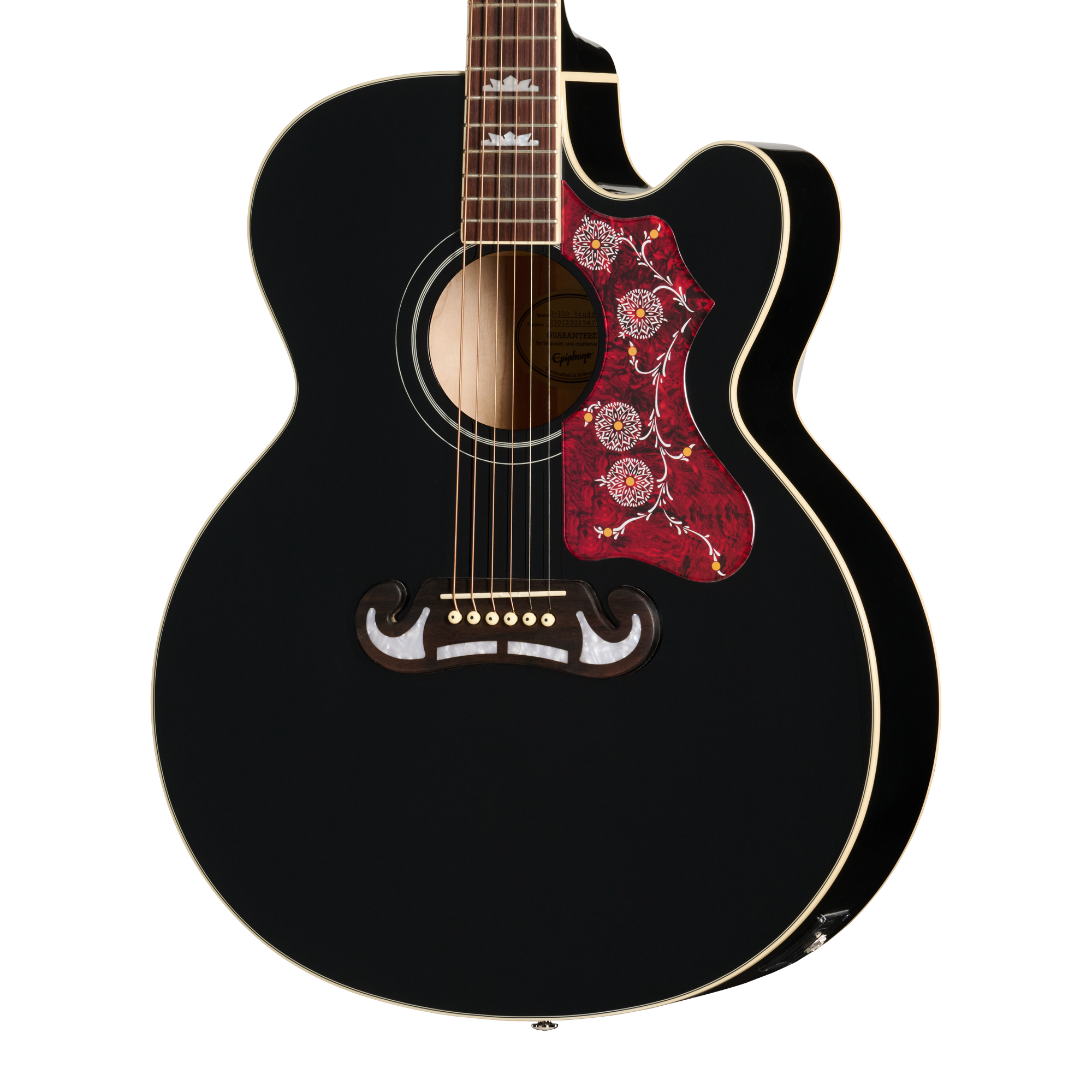 希少ブラック エピフォン EJ-200 ギブソン J-200 ジャンボ Epiphone J-200 Studio EC, Ebony, Exclusive – Gibson