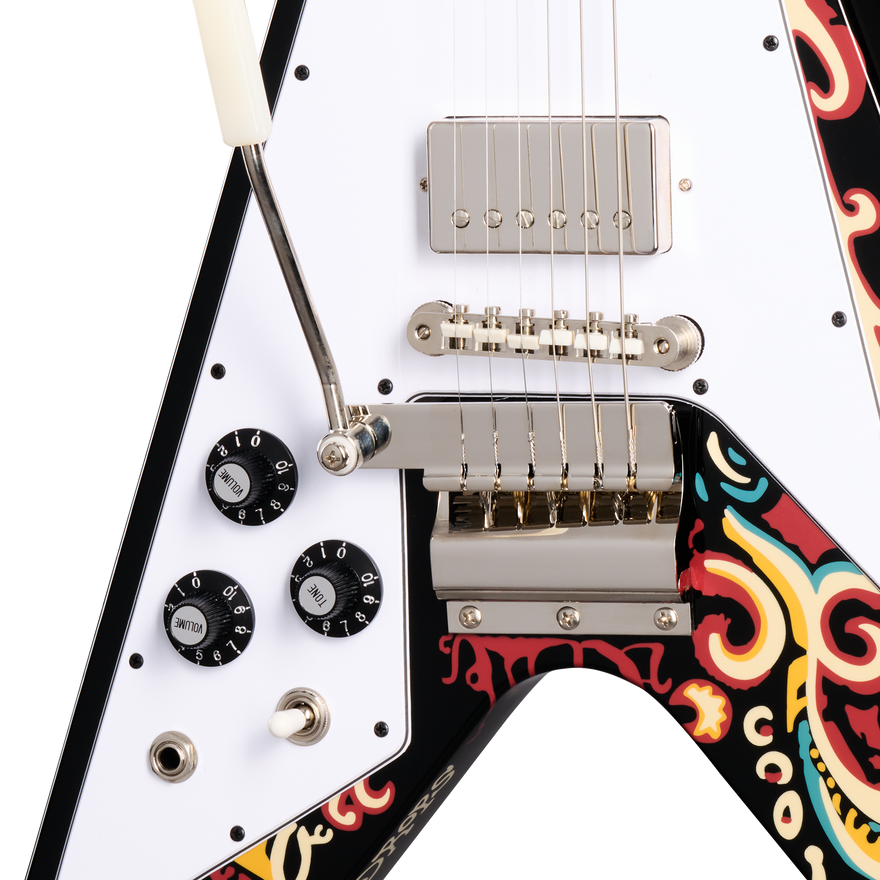 Epiphone Inspired by Gibson Custom Jimi Hendrix™ "Love Drops" Flying V, Left-Handed, Ebony Electric Guitar Epiphone
