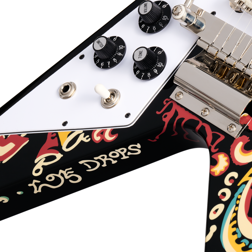 Epiphone Inspired by Gibson Custom Jimi Hendrix™ "Love Drops" Flying V, Left-Handed, Ebony Electric Guitar Epiphone