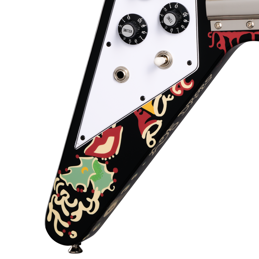 Epiphone Inspired by Gibson Custom Jimi Hendrix™ "Love Drops" Flying V, Left-Handed, Ebony Electric Guitar Epiphone