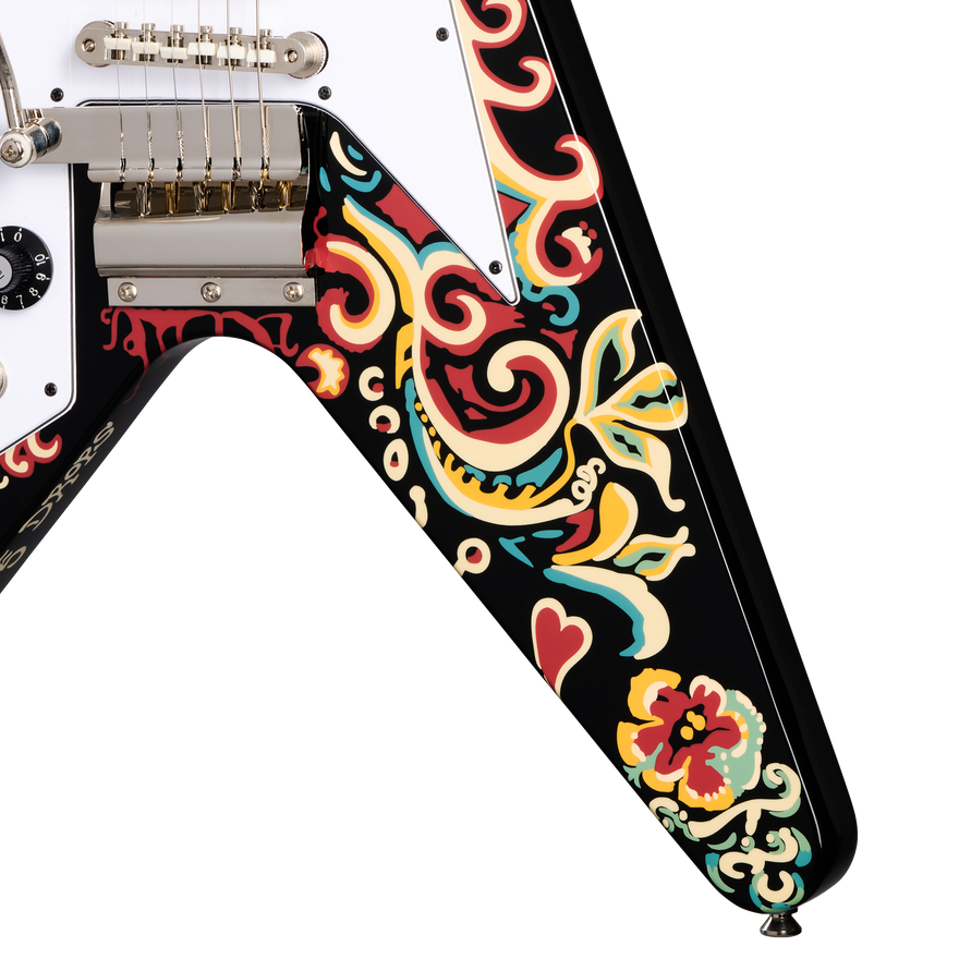 Epiphone Inspired by Gibson Custom Jimi Hendrix™ "Love Drops" Flying V, Left-Handed, Ebony Electric Guitar Epiphone