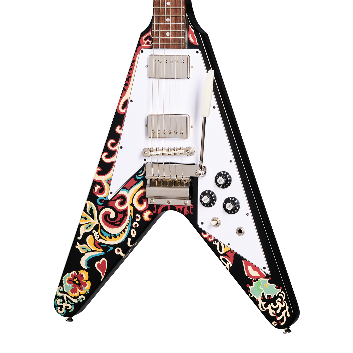 Epiphone Jimi Hendrix™ "Love Drops" Flying V, Ebony Electric Guitar Epiphone