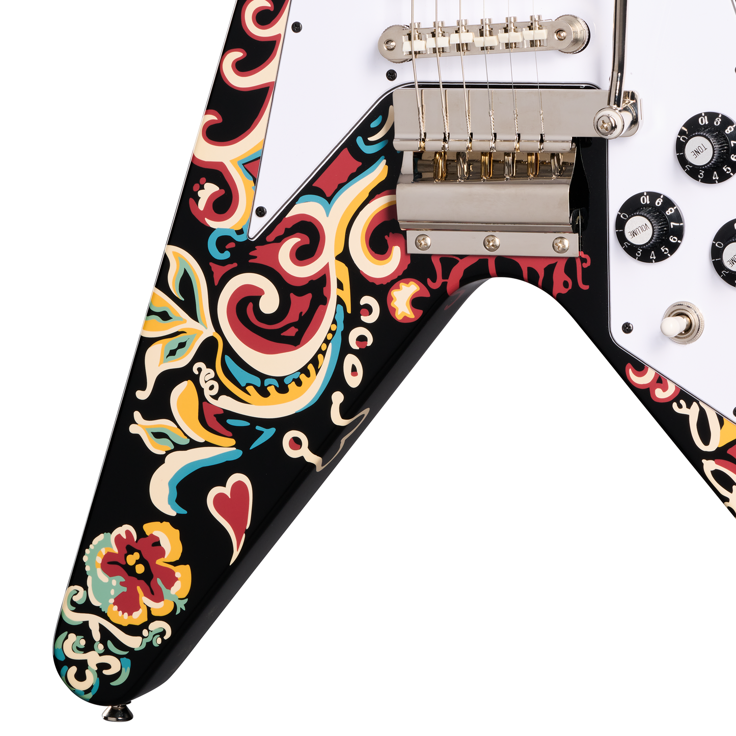 Epiphone Jimi Hendrix™ "Love Drops" Flying V, Ebony Electric Guitar Epiphone