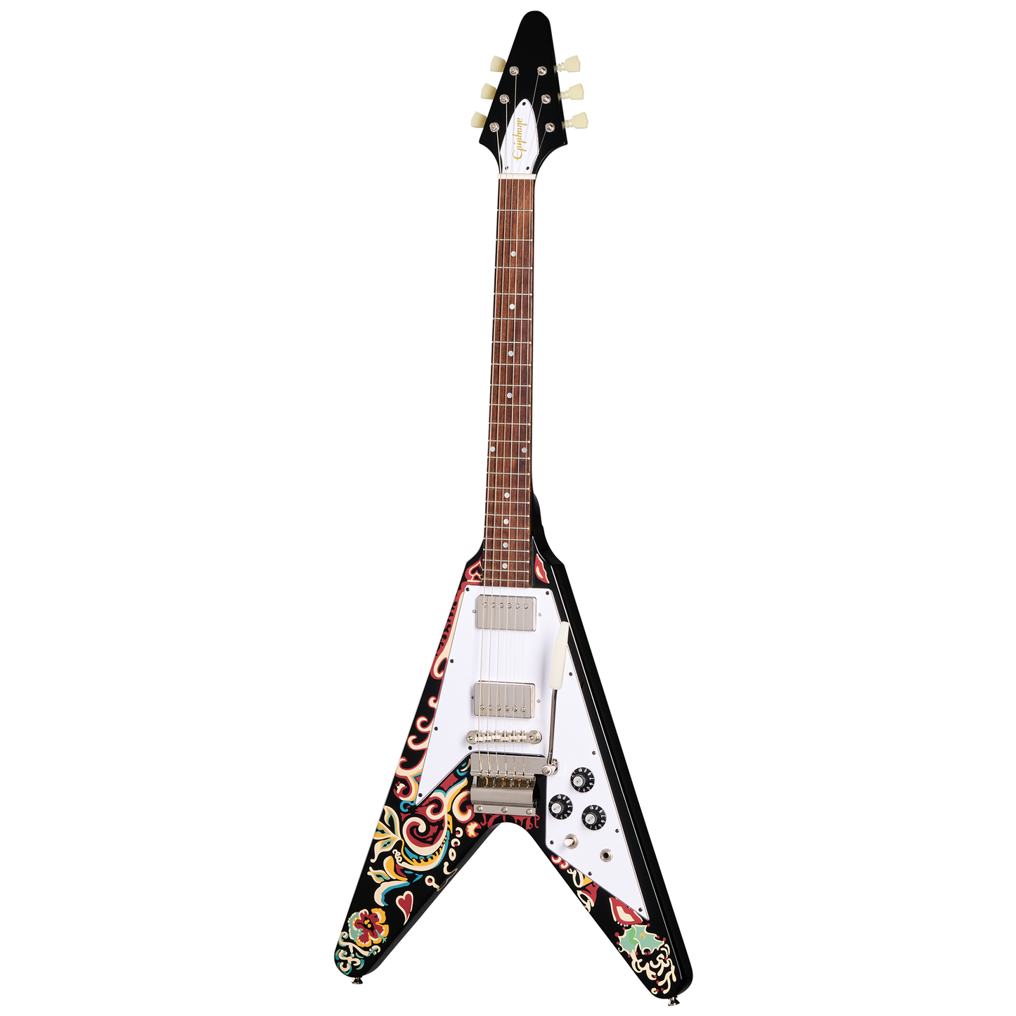 Epiphone Jimi Hendrix™ "Love Drops" Flying V, Ebony Electric Guitar Epiphone