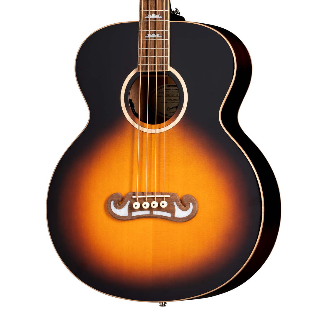 Epiphone El Capitan J-200 Studio Bass, Aged Vintage Sunburst Acoustic Bass Epiphone