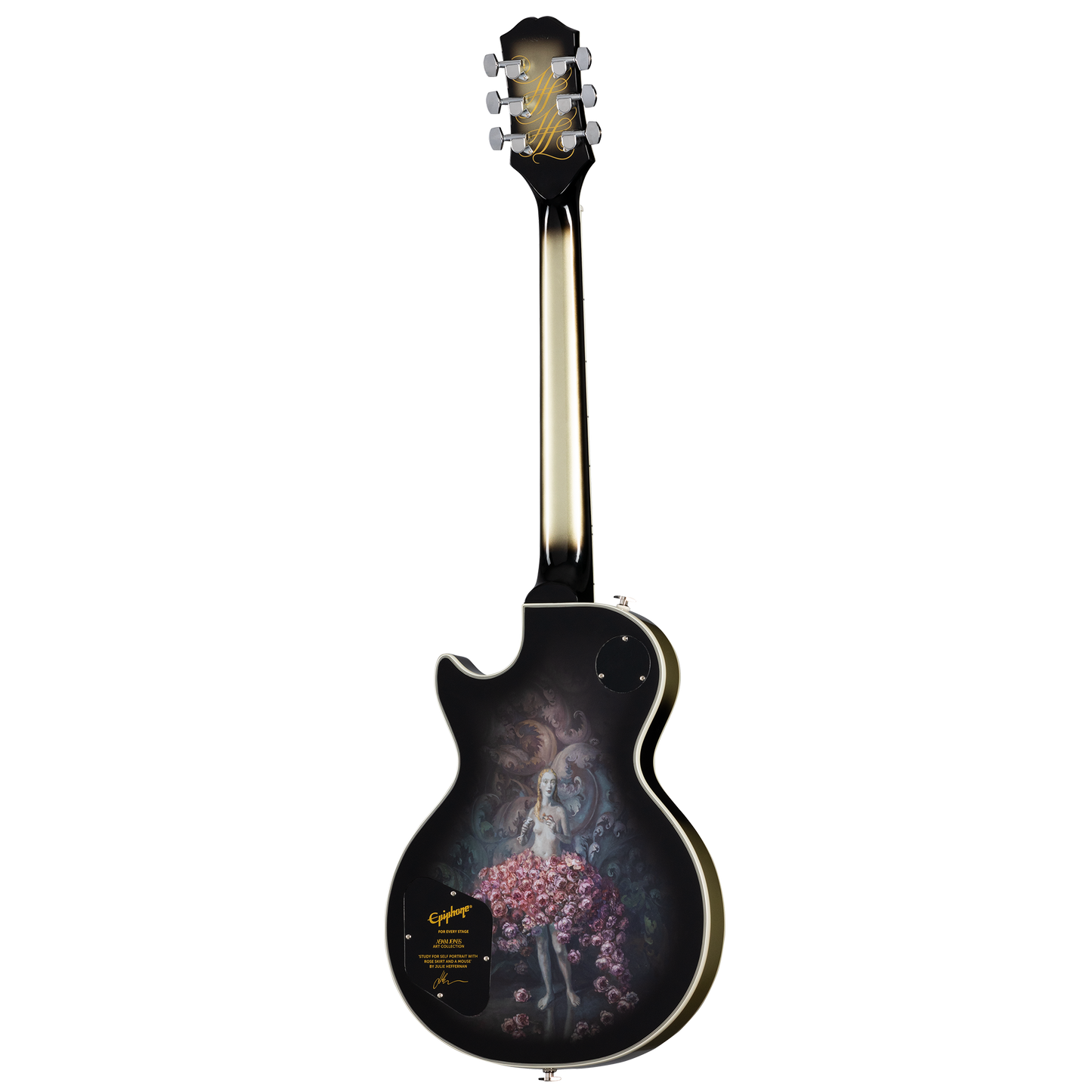 Epiphone Adam Jones Les Paul Custom Art Collection: Julie Heffernan's “Study For Self-Portrait with Rose Skirt and a Mouse", Antique Silverburst Electric Guitar Epiphone