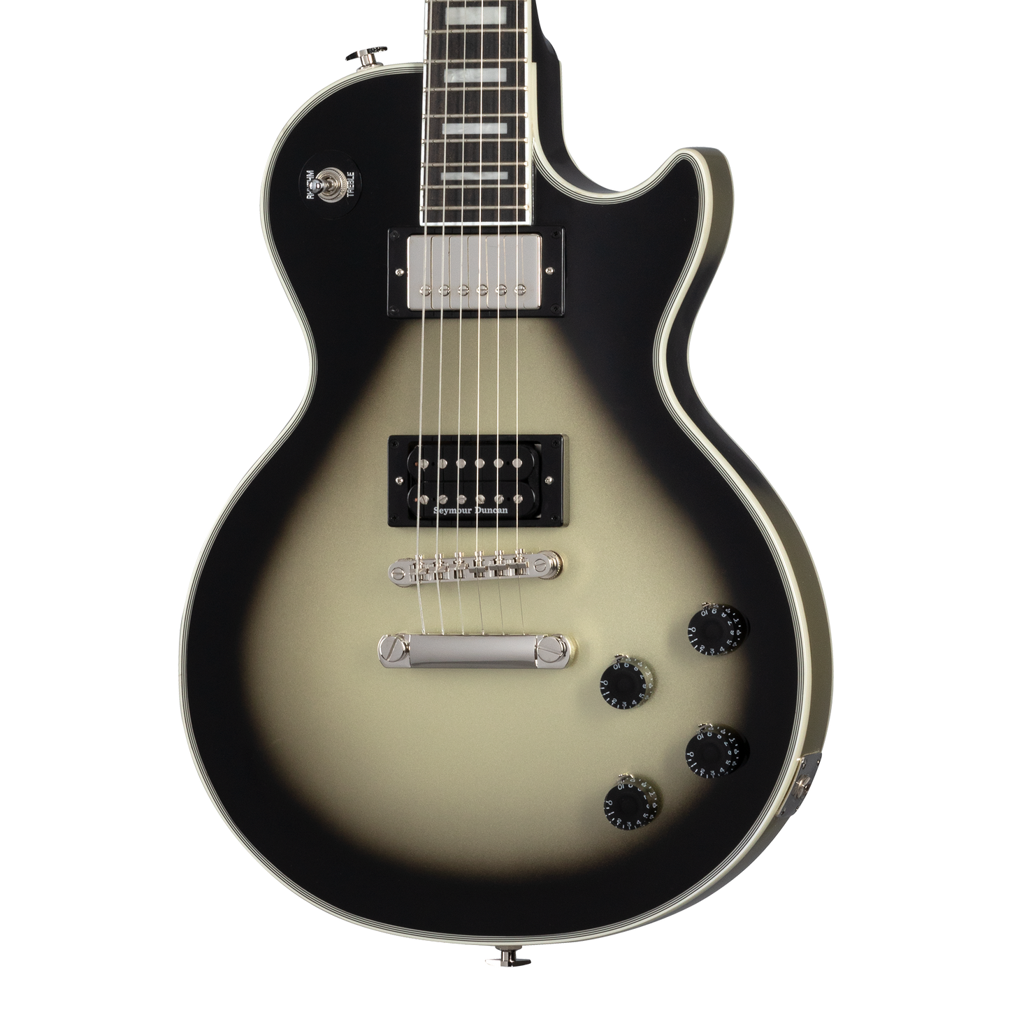 Epiphone Adam Jones Les Paul Custom Art Collection: Julie Heffernan's “Study For Self-Portrait with Rose Skirt and a Mouse", Antique Silverburst Electric Guitar Epiphone