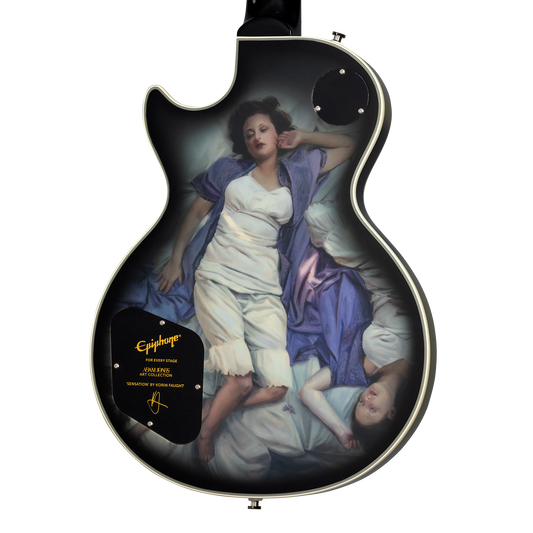 Epiphone Adam Jones Les Paul Custom Art Collection: Korin Faught’s “Sensation”, Antique Silverburst Electric Guitar Epiphone