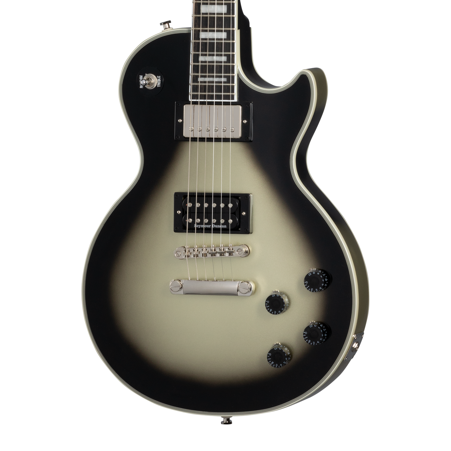 Epiphone Adam Jones Les Paul Custom Art Collection: Korin Faught’s “Sensation”, Antique Silverburst Electric Guitar Epiphone