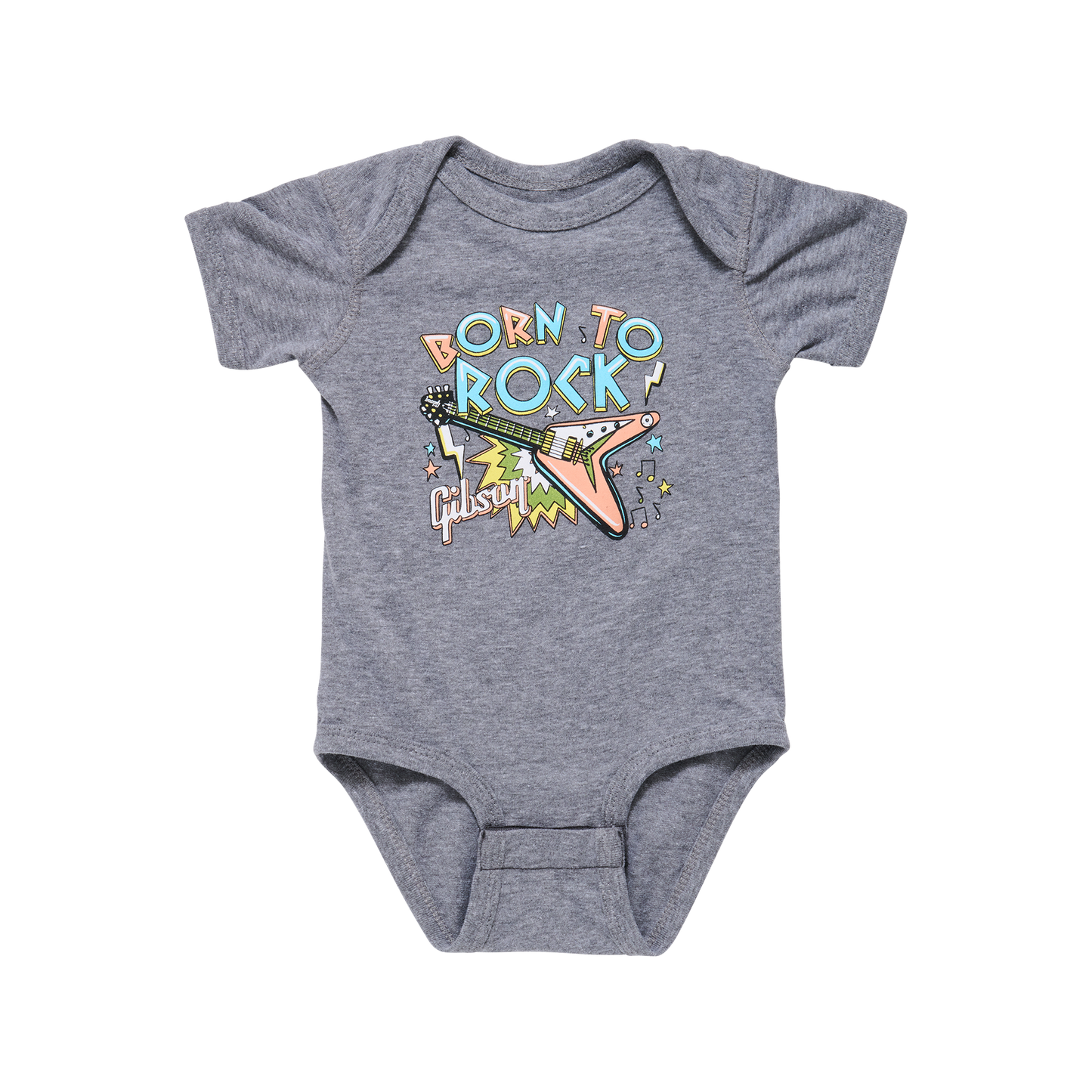 Gibson Born To Rock Baby Onesie Kids Gibson 3M Gray