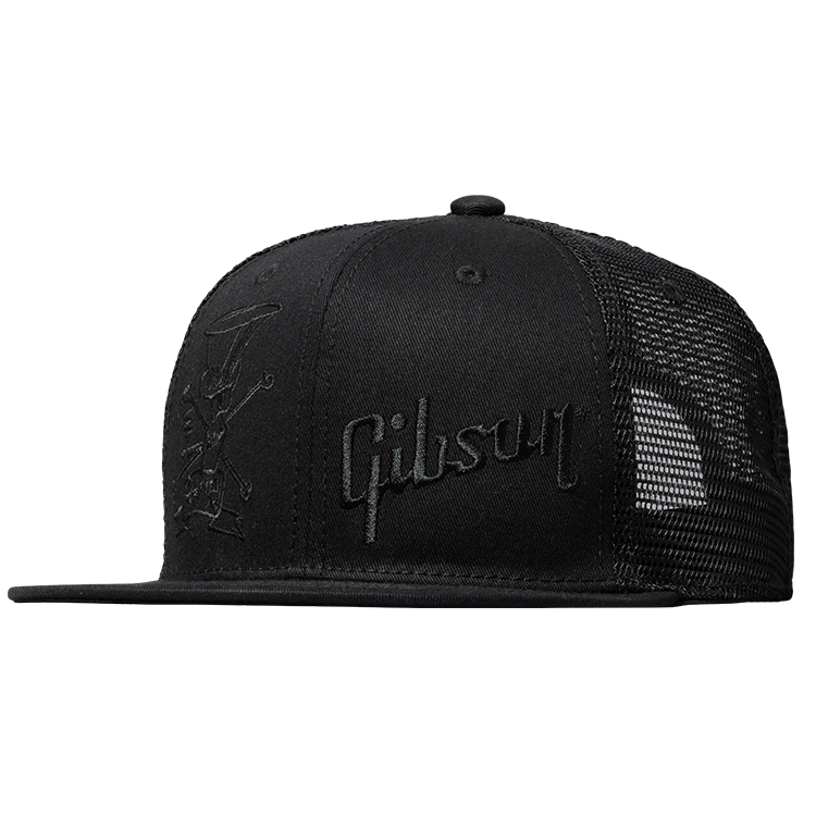 Gibson Slash 'Skully' Trucker Hat, All-Black Headwear Gibson