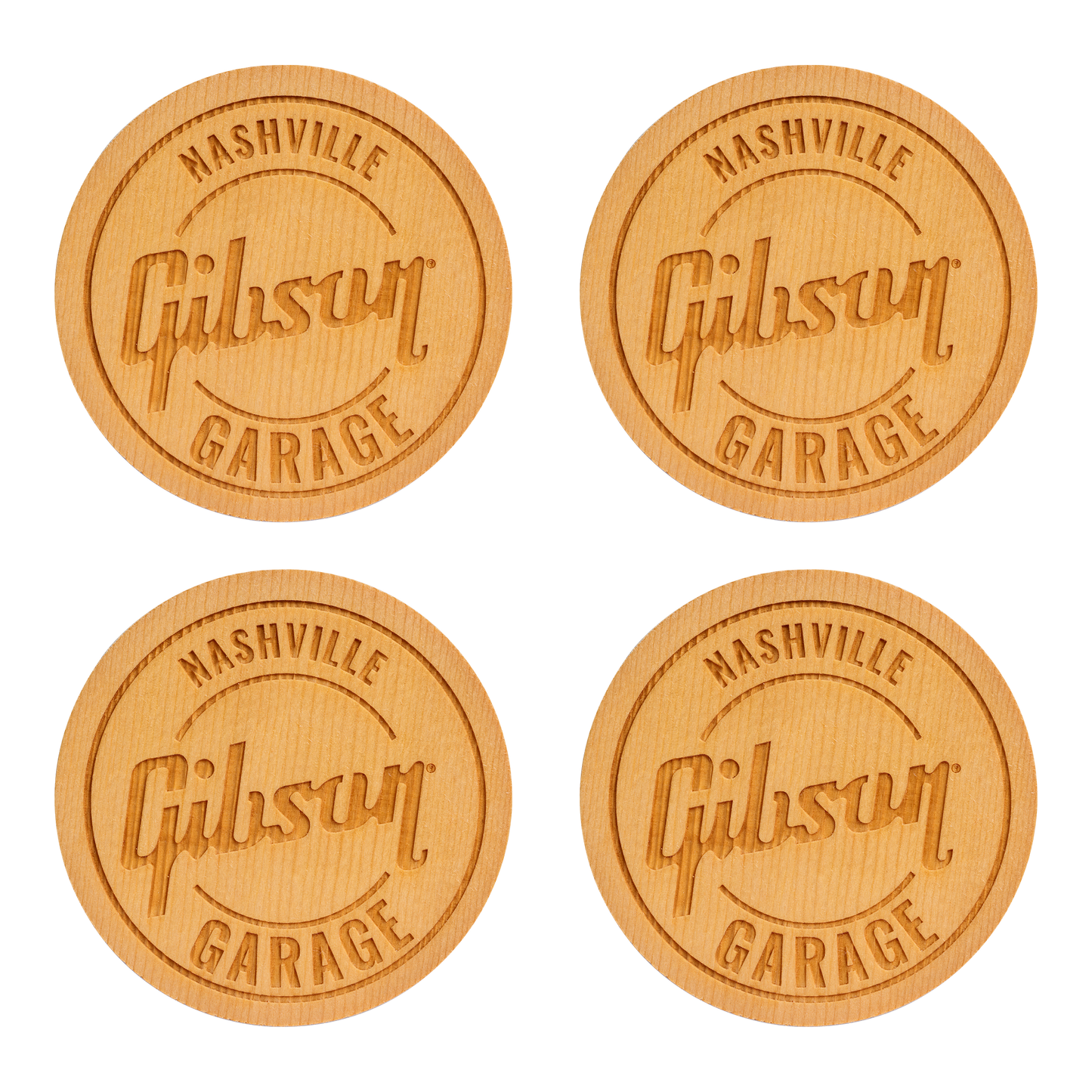 Gibson Sitka Spruce Soundhole Coaster Set, Gibson Garage Nashville, Exclusive Coaster Set Gibson