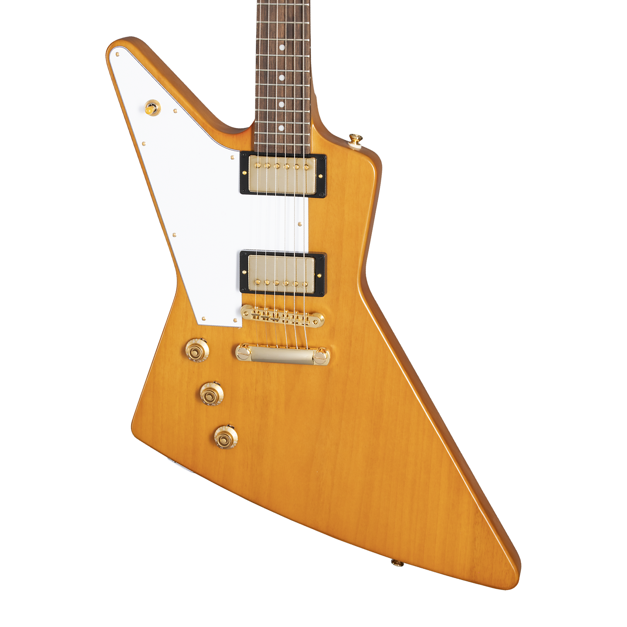 ギター Epiphone Korina Explorer Aged Natural Epiphone 1958 Korina Explorer (White Pickguard) – Gibson