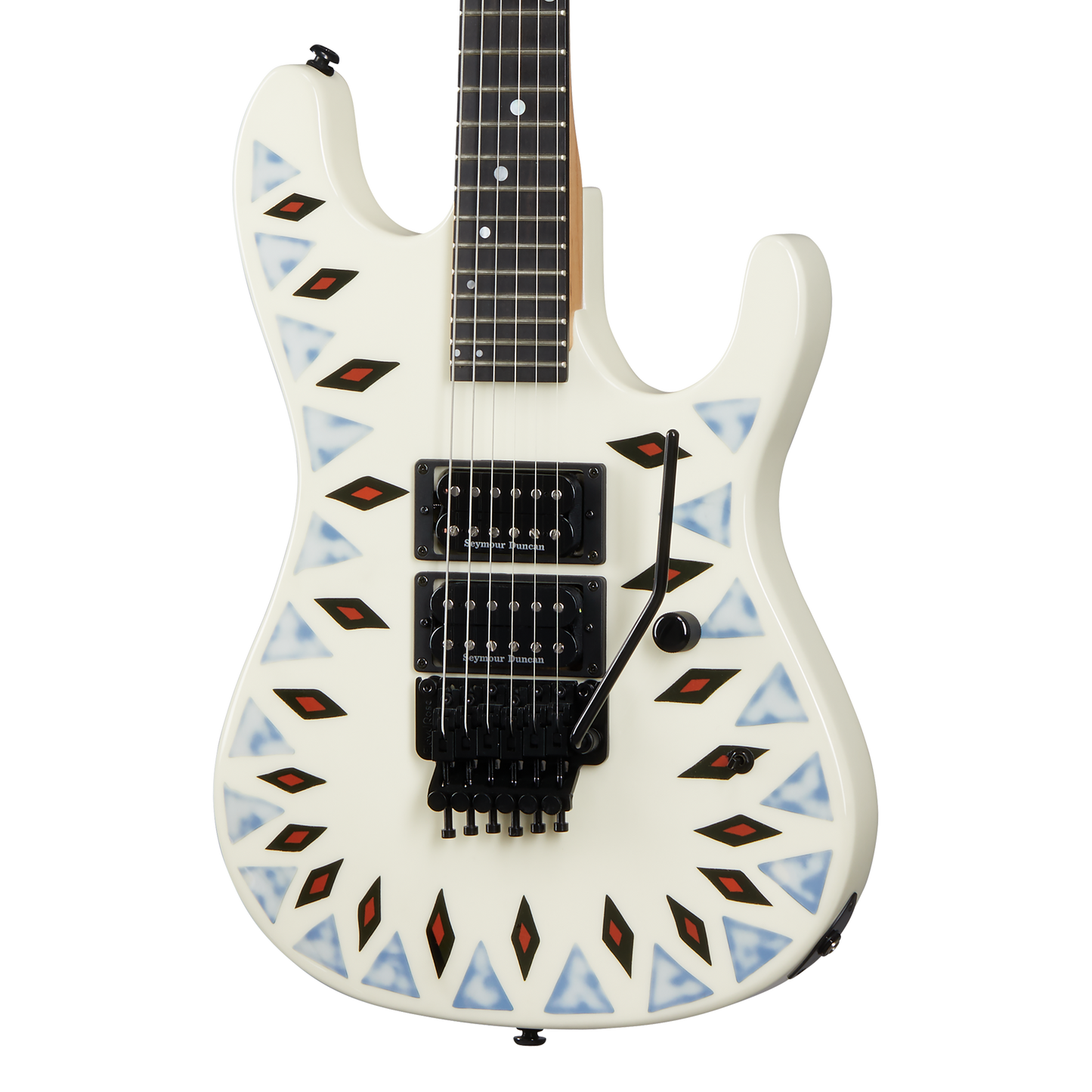 Kramer NightSwan, Custom Graphics, Vintage White with Aztec Graphic Electric Guitar Kramer