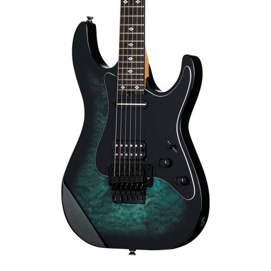 Kramer Volante Quilt HSFR, Aqua Burst Electric Guitar Kramer