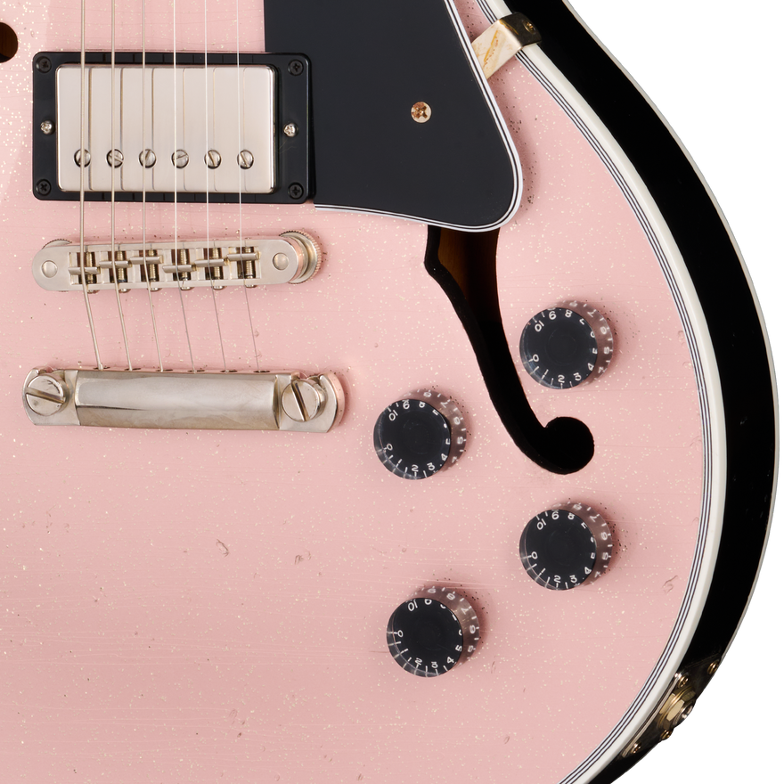 Gibson Custom Les Paul Custom with F-Holes, Light Aged, Champagne Sparkle Electric Guitar Gibson Custom