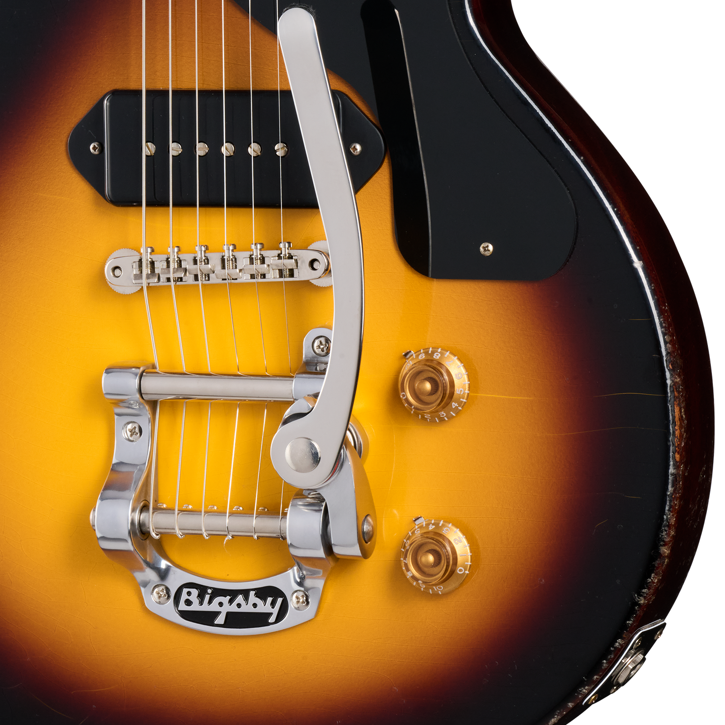 Gibson Custom 1957 Les Paul Junior Reissue with Bigsby, Light Aged, Vintage Sunburst Electric Guitar Gibson Custom