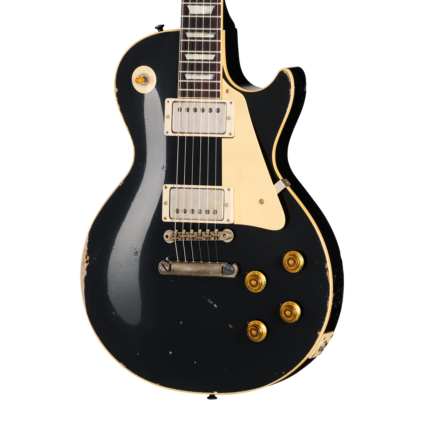 Gibson Custom 1957 Les Paul Standard Reissue, Ultra Heavy Aged, Ebony Over Goldtop Electric Guitar Gibson Custom