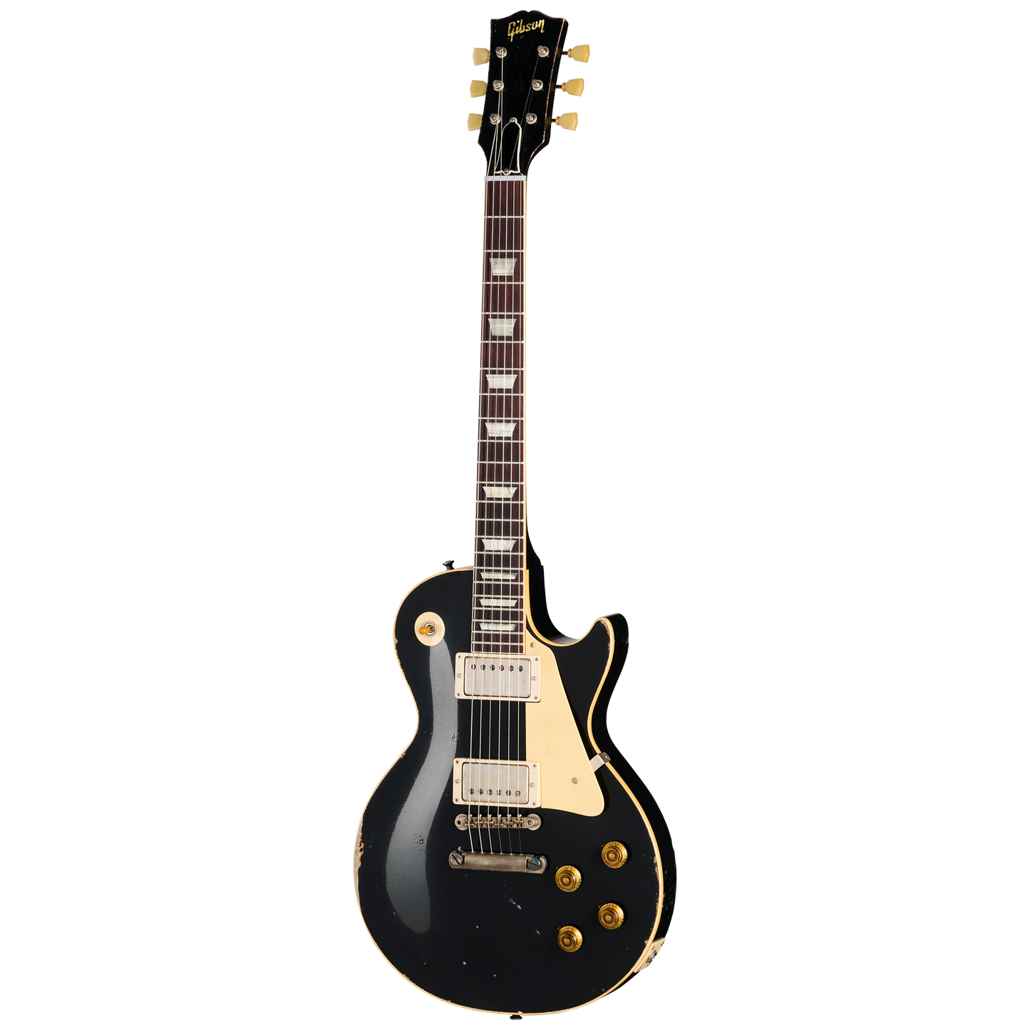 Gibson Custom 1957 Les Paul Standard Reissue, Ultra Heavy Aged, Ebony Over Goldtop Electric Guitar Gibson Custom