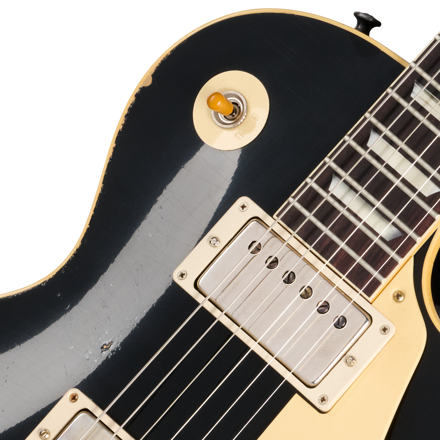 Gibson Custom 1957 Les Paul Standard Reissue, Ultra Heavy Aged, Ebony Over Goldtop Electric Guitar Gibson Custom