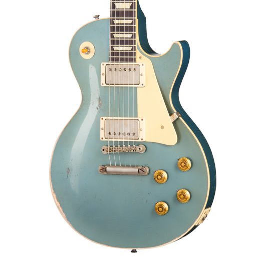 Gibson Custom 1957 Les Paul Standard Reissue, Ultra Heavy Aged, Pelham Blue Over Goldtop Electric Guitar Gibson Custom