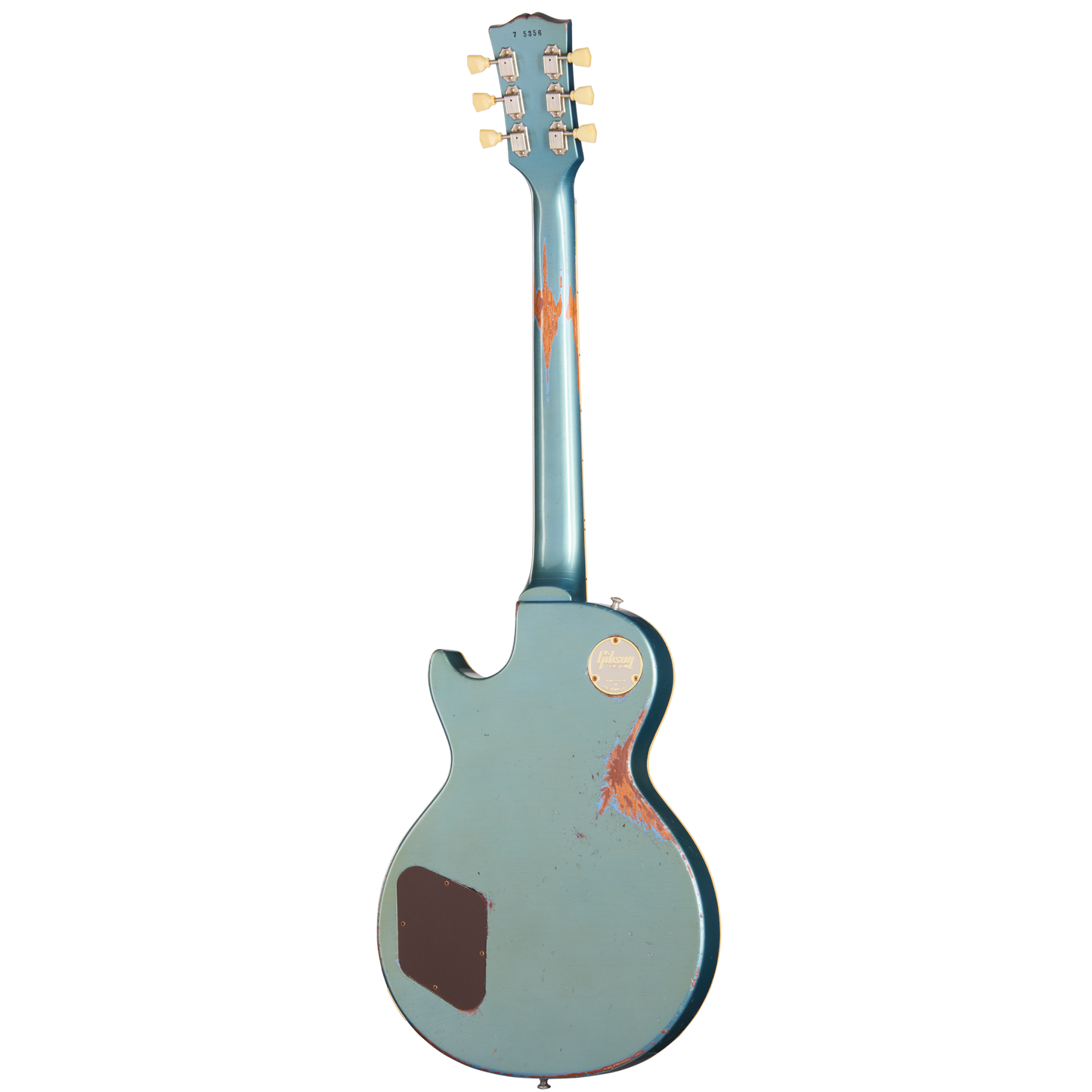 Gibson Custom 1957 Les Paul Standard Reissue, Ultra Heavy Aged, Pelham Blue Over Goldtop Electric Guitar Gibson Custom