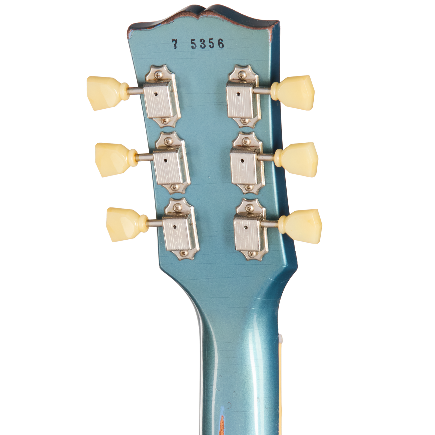 Gibson Custom 1957 Les Paul Standard Reissue, Ultra Heavy Aged, Pelham Blue Over Goldtop Electric Guitar Gibson Custom