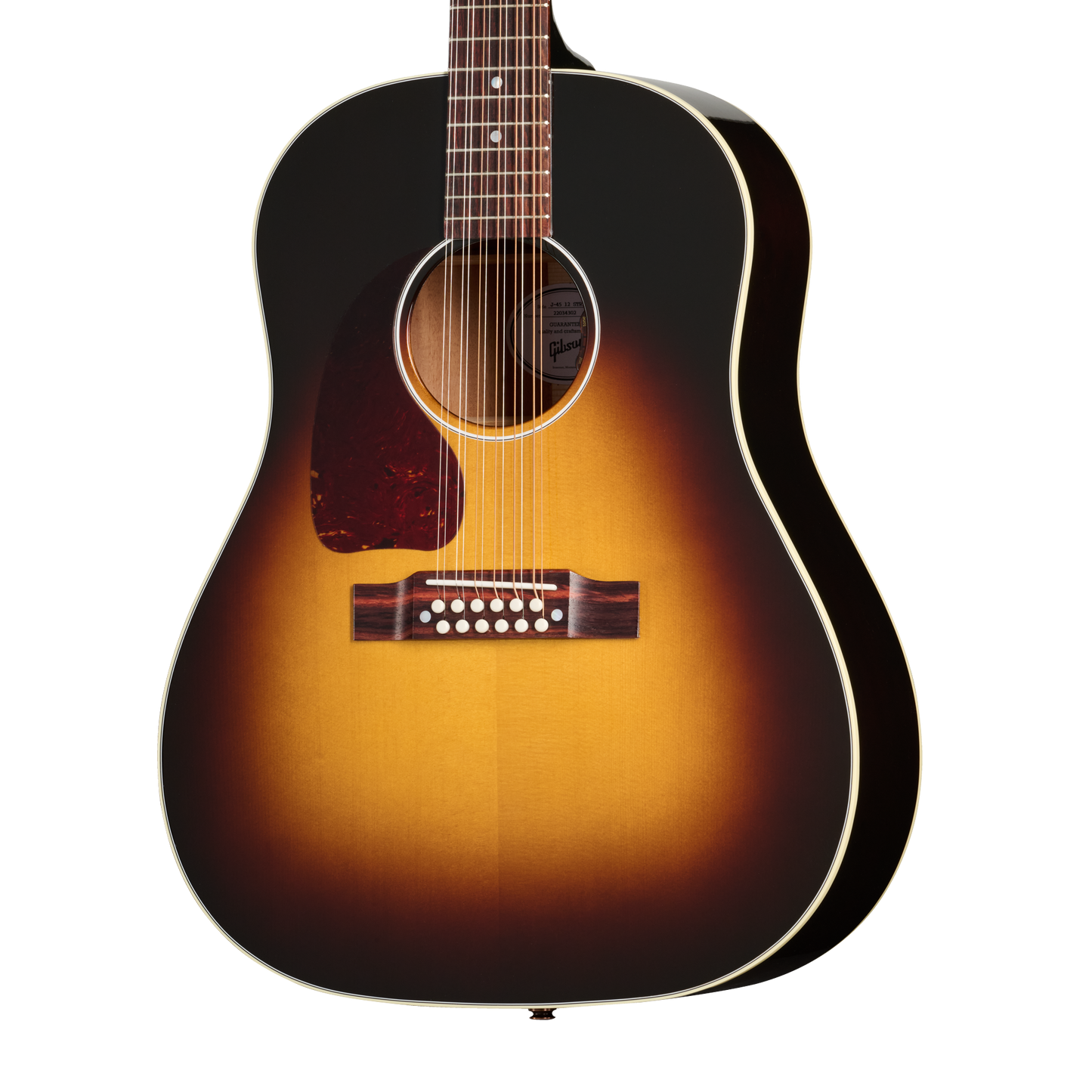 Gibson J-45 Standard 12-String, Left-Handed, Vintage Sunburst Acoustic Guitar Gibson