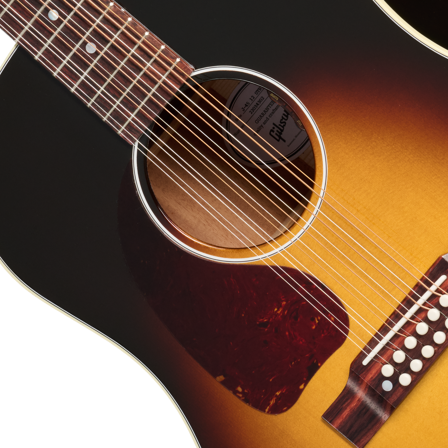 Gibson J-45 Standard 12-String, Left-Handed, Vintage Sunburst Acoustic Guitar Gibson