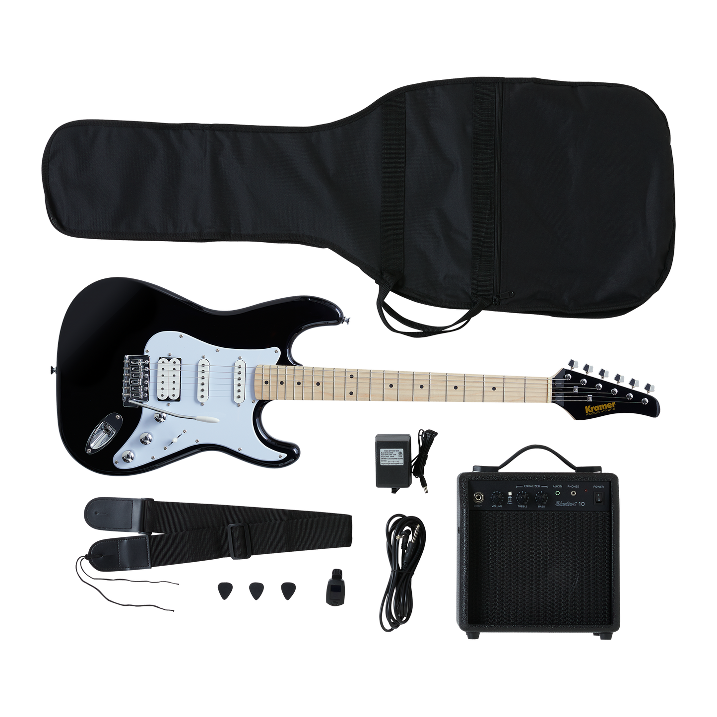 Kramer Focus Electric Guitar Player Pack 220V, Black Electric Guitar Kramer