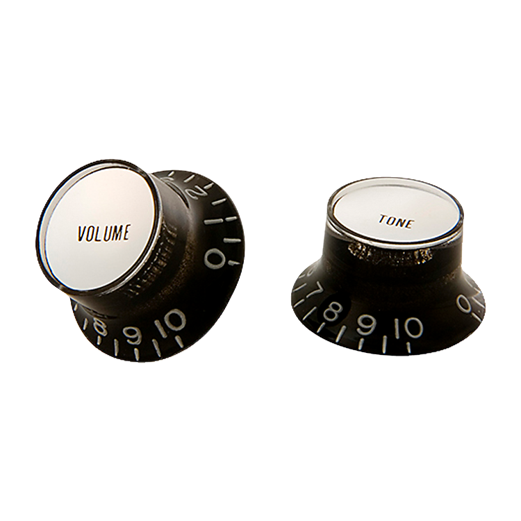 Gibson Top Hat Knobs, Black with Silver Inserts, 4 pack Knob Gibson