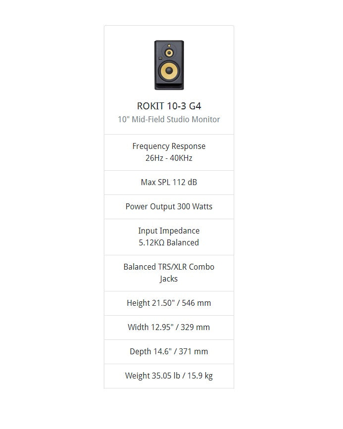 KRK ROKIT 10-3 G4, EU, Black Studio Monitors KRK