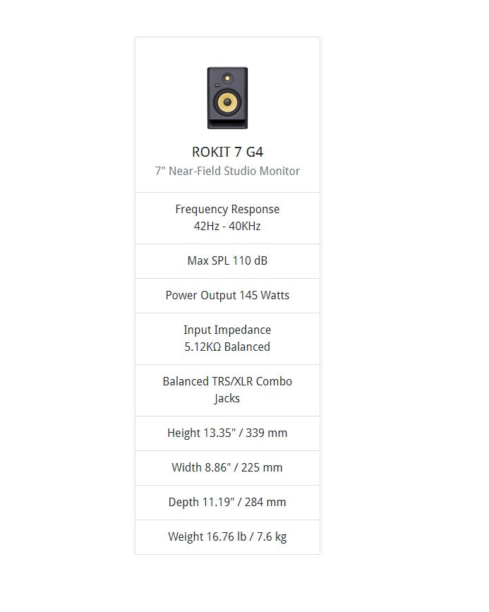 KRK ROKIT-7-G4, EU Studio Monitors KRK