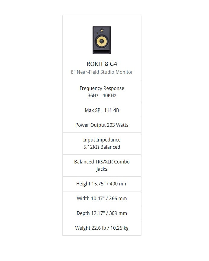 KRK ROKIT-8-G4, EU Studio Monitors KRK