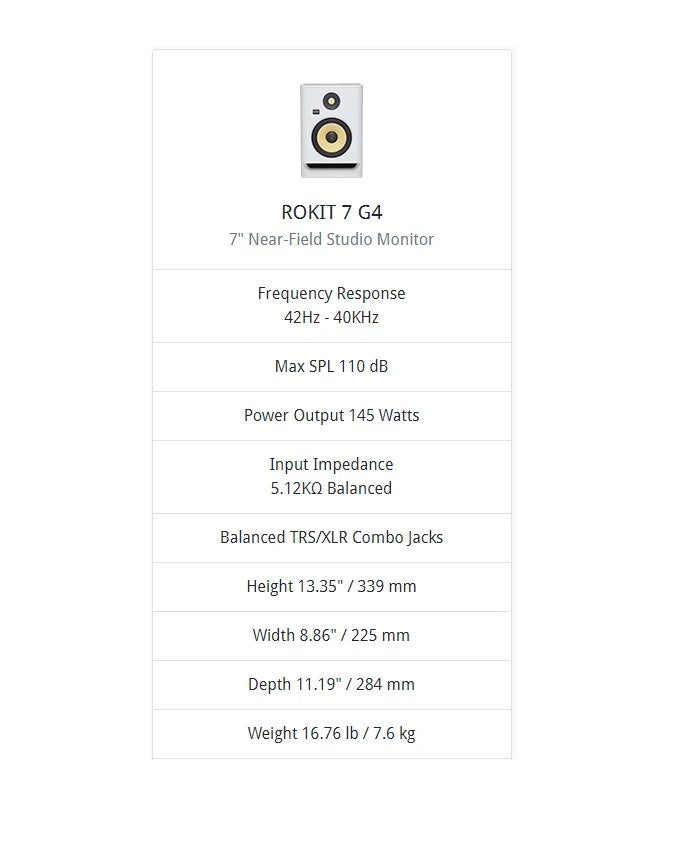 KRK RP7 ROKIT G4 Professional Studio Monitor, White Noise, UK Studio Monitors KRK