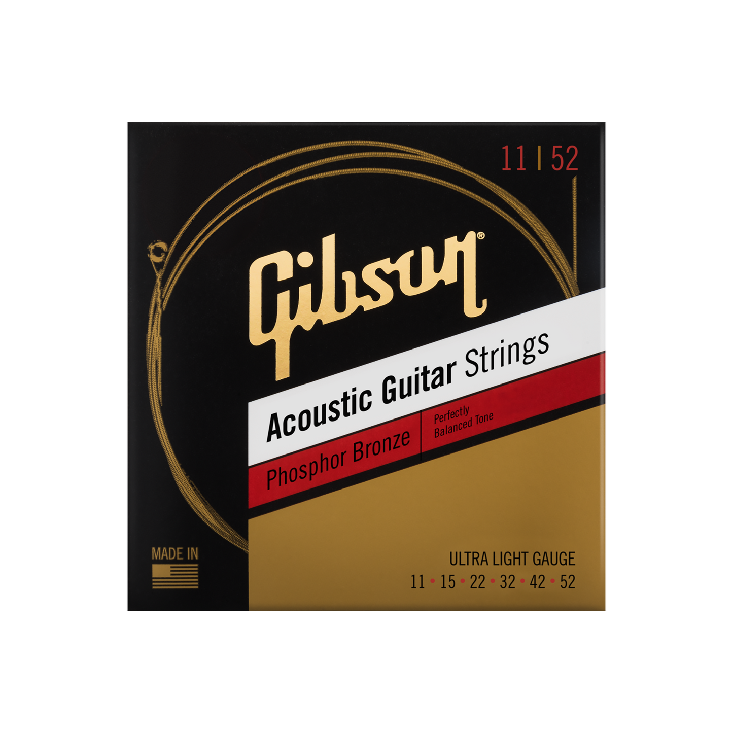 Gibson Phosphor Bronze Acoustic Guitar Strings, Ultra-Light Gauge Acoustic Strings Gibson