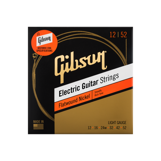 Gibson Flatwound Electric Guitar Strings, Light Gauge Electric Strings Gibson