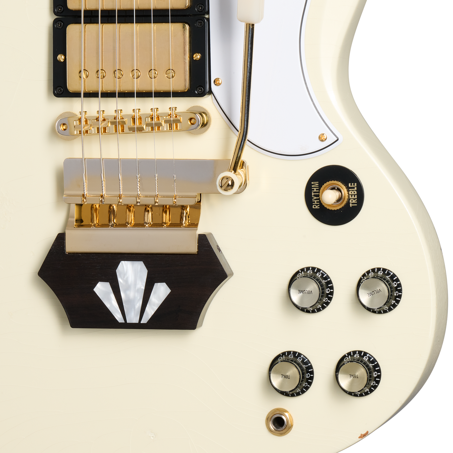 Gibson Custom 1962 Les Paul SG Custom Reissue with Ebony Block, Light Aged, Vintage White, Exclusive Electric Guitar Gibson Custom