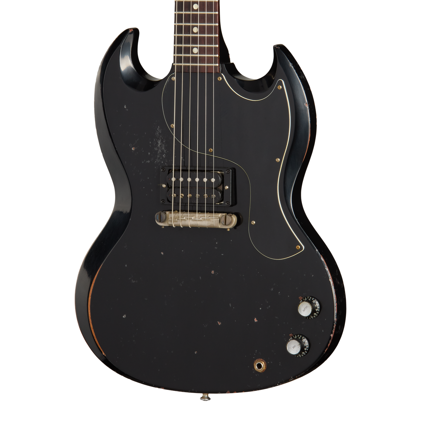 Gibson Custom 1963 SG Junior Reissue, Heavy Aged, Ebony Electric Guitar Gibson Custom