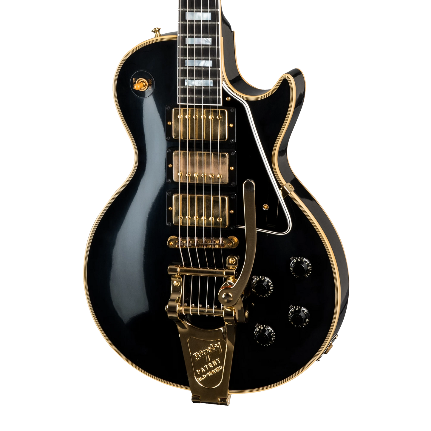 Gibson Custom 1957 Les Paul Custom Reissue 3-Pickup Bigsby VOS, Ebony Electric Guitar Gibson Custom