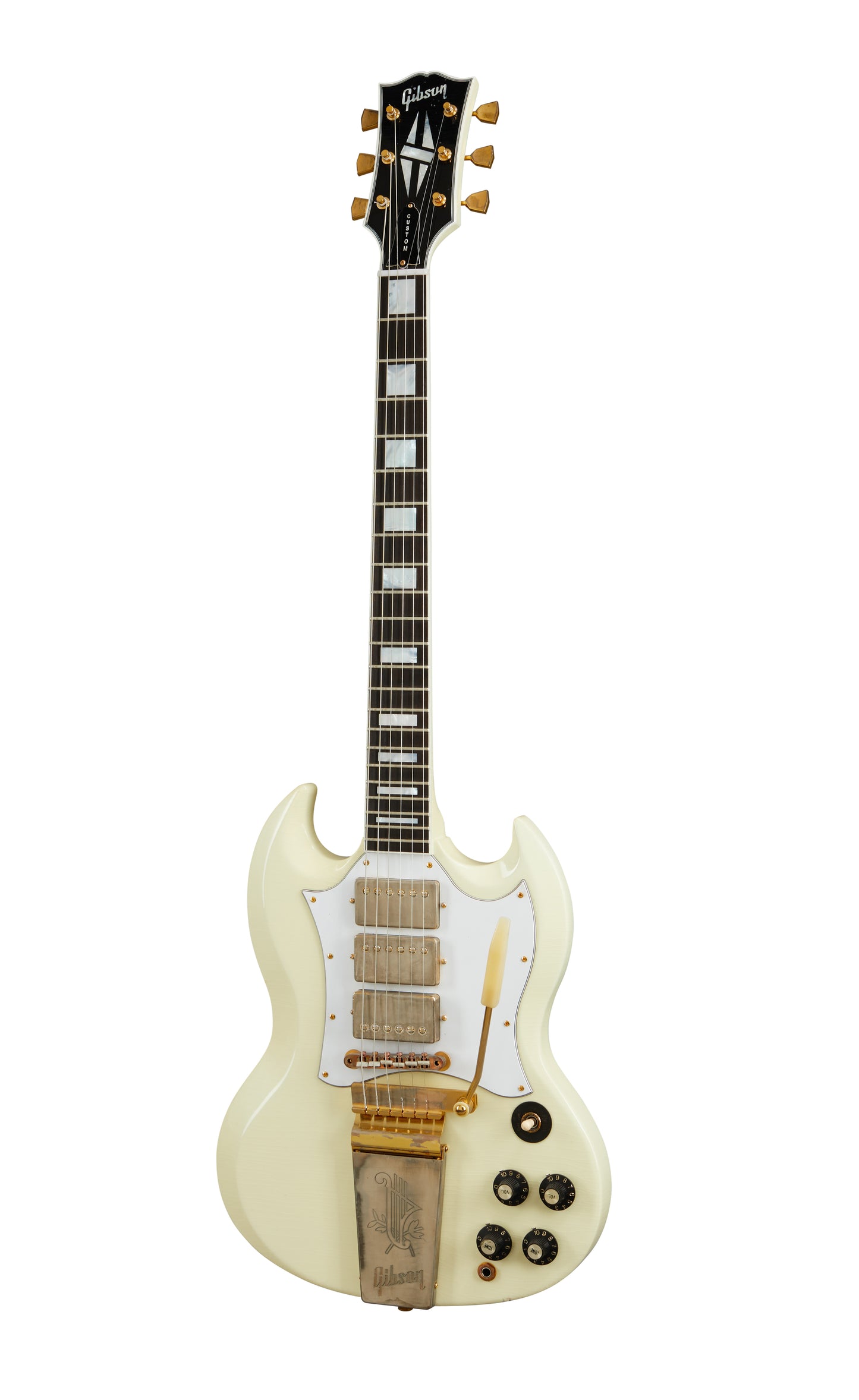 Gibson Custom Jimi Hendrix 1967 SG Custom, Aged Polaris White Electric Guitar Gibson Custom