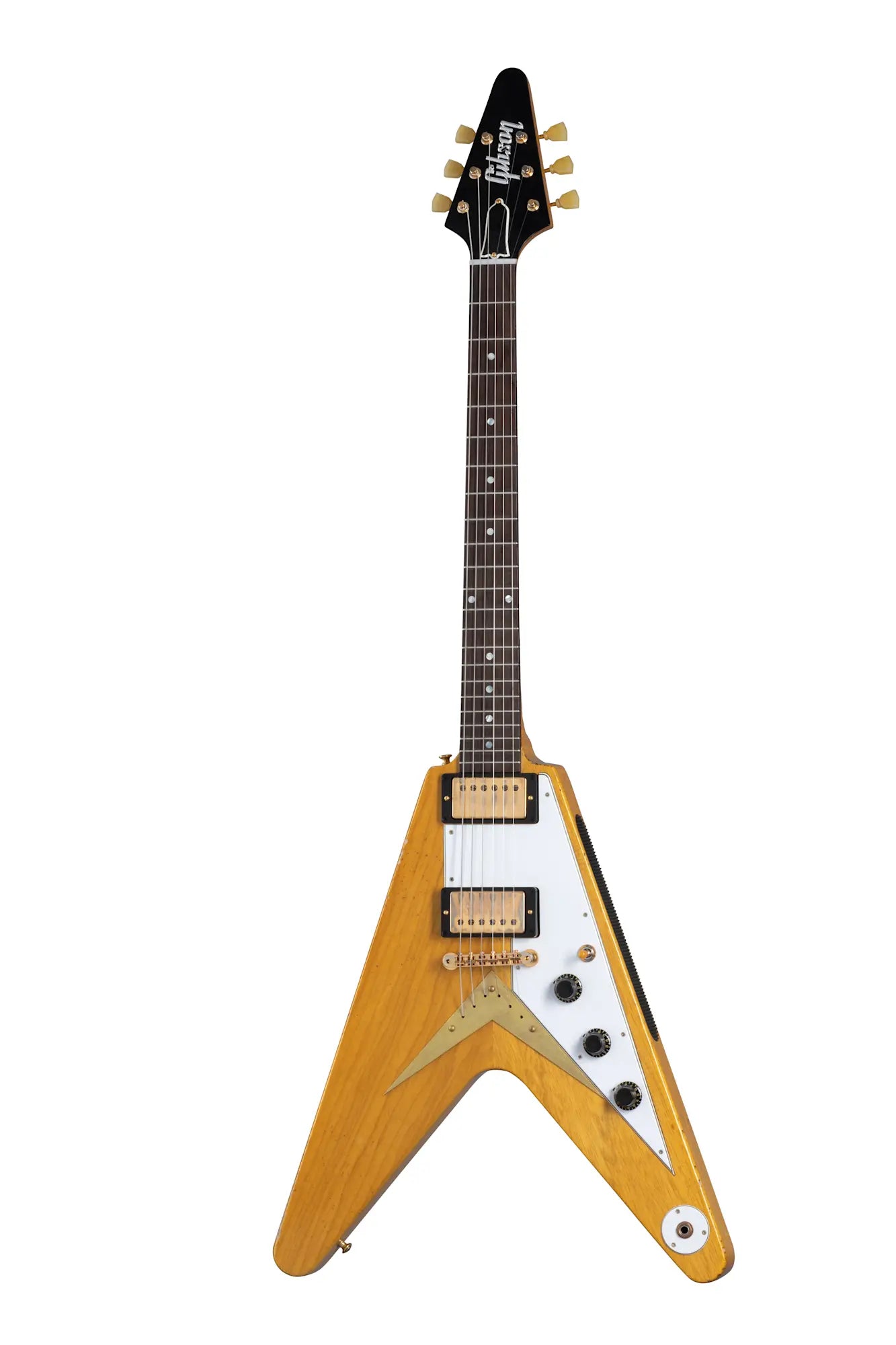 Gibson Custom 58 Korina Flying V Brazilian Rosewood Fingerboard, Aged Natural Electric Guitar Gibson Custom