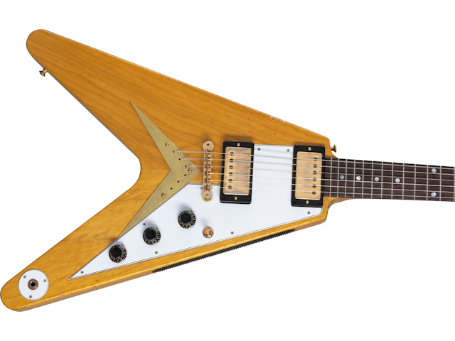 Gibson Custom 58 Korina Flying V Brazilian Rosewood Fingerboard, Aged Natural Electric Guitar Gibson Custom