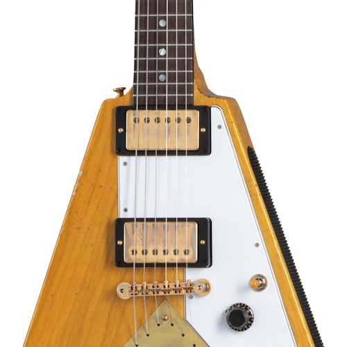 Gibson Custom 58 Korina Flying V Brazilian Rosewood Fingerboard, Aged Natural Electric Guitar Gibson Custom