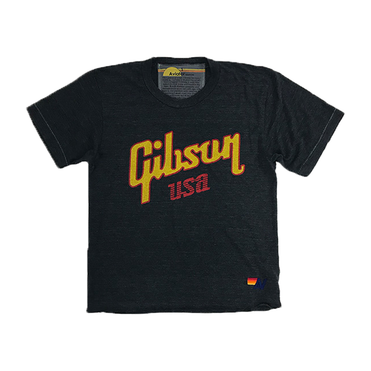 Aviator Nation x Gibson Boyfriend Tee, Exclusive Shirts & Tops Gibson Charcoal XS